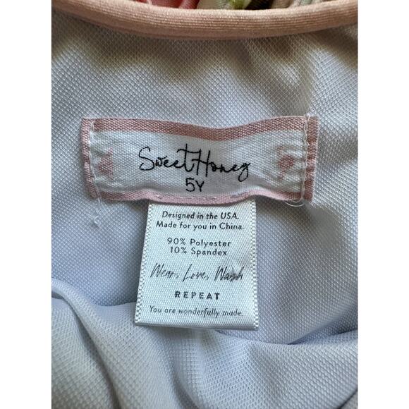 SweetHoney Leotard Tumbling Whisp Rose Floral Sleeveless Ruffle Pink Green 5 - Picture 3 of 4